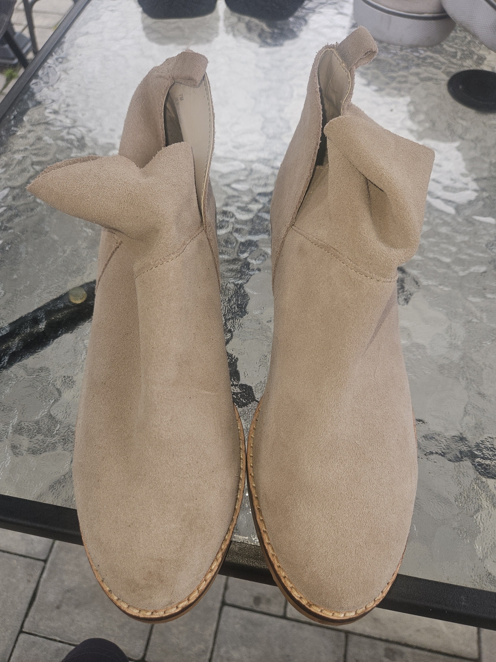 Nine West Taupe Suede Pull-On Ankle Booties
